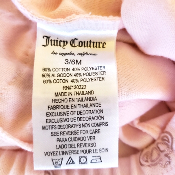 Juicy Couture Pink Ruffle Pants Rose Gold Crown Size 3-6M - Picture 8 of 12